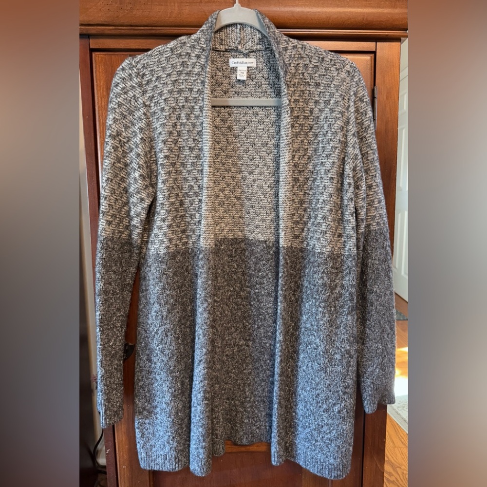 Croft & Barrow Textured Gray Cardigan size PM